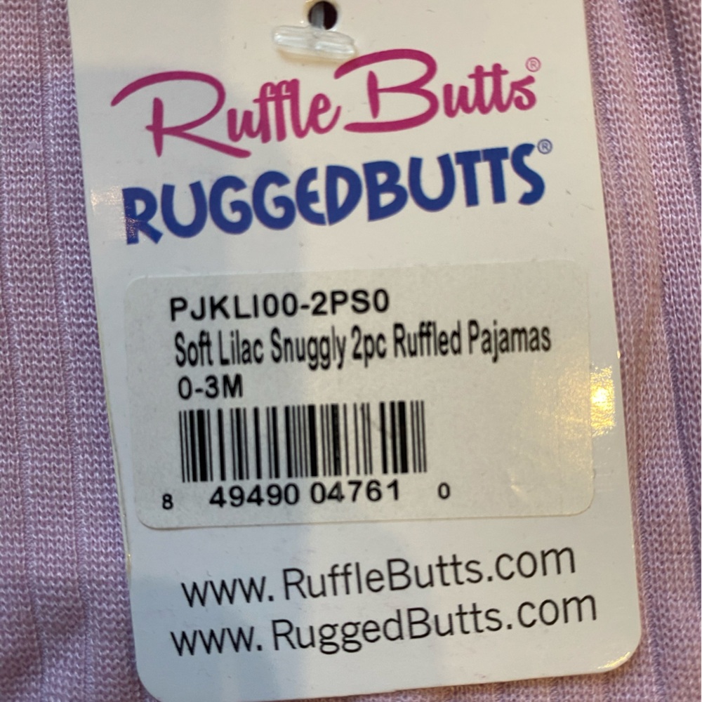 NWT RuffleButts Textured Soft Lilac Snuggly Pajamas Matching Set, infant 0-3M - Picture 5 of 14